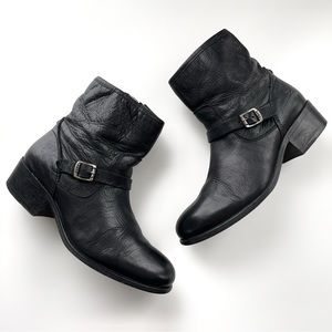 Frye Lynn Strap Short Boots Leather Ankle Booties Buckle Grunge